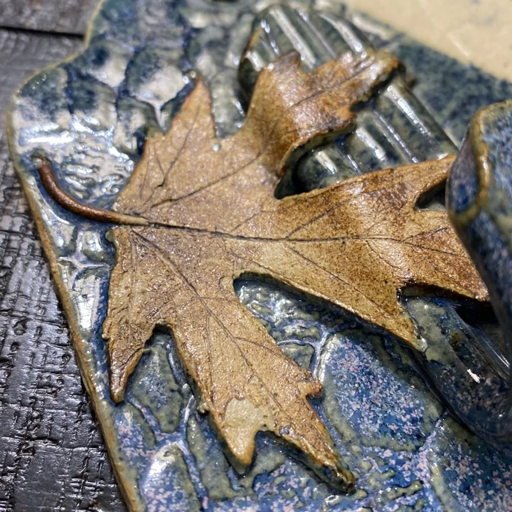 Ceramic Leaf Wall Hook - Blue and Brown!
